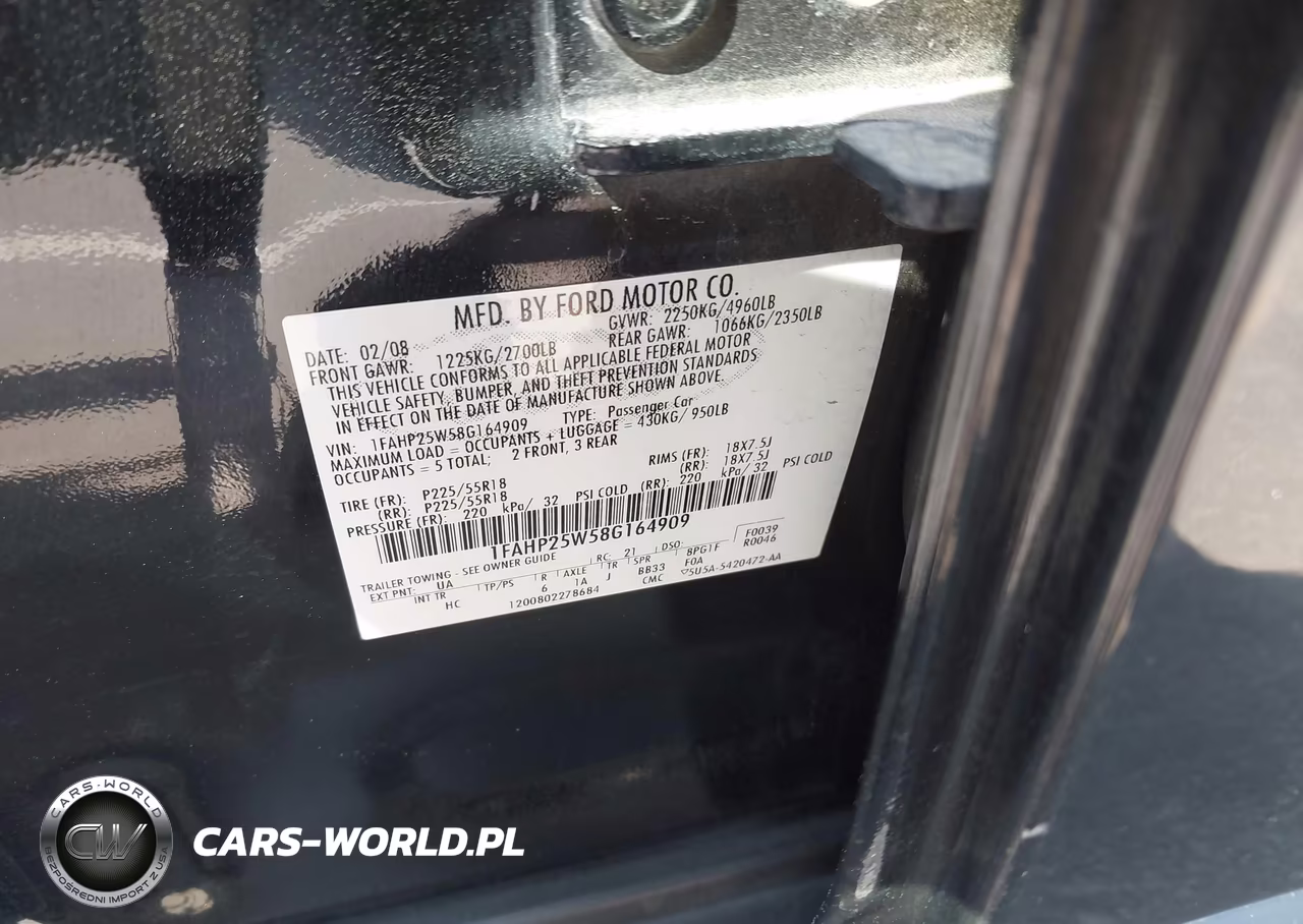 2008 Ford Taurus Limited VIN:1FAHP25W58G164909 - 9