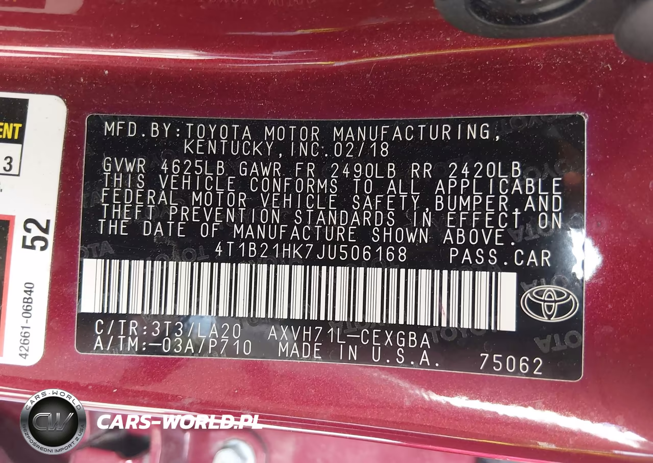 2018 Toyota Camry Hybrid Xle VIN:4T1B21HK7JU506168 - 9