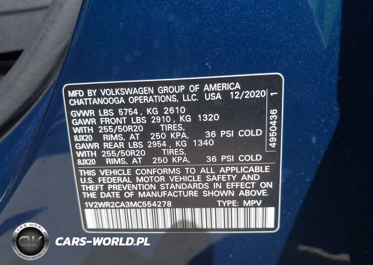 2021 Volkswagen Atlas 3.6L V6 Se W-Technology VIN:1V2WR2CA3MC554278 - 9