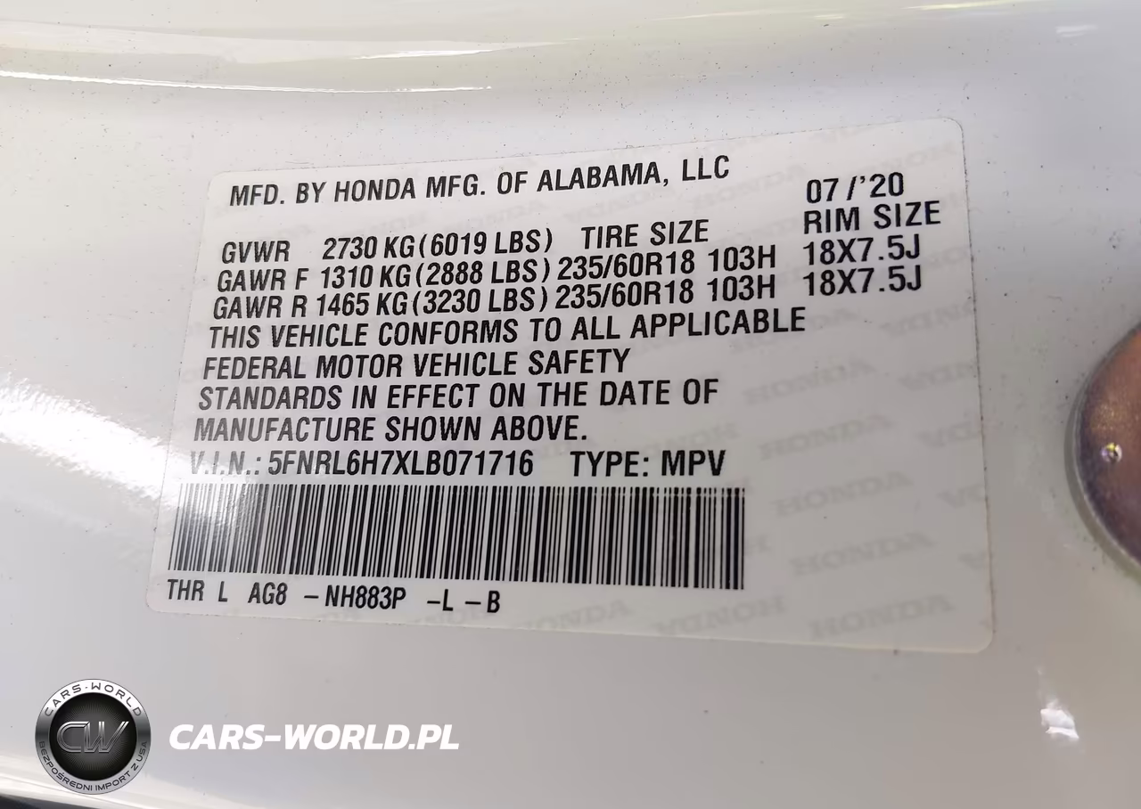2020 Honda Odyssey Ex-L-Ex-L W-Navi Res VIN:5FNRL6H7XLB071716 - 9
