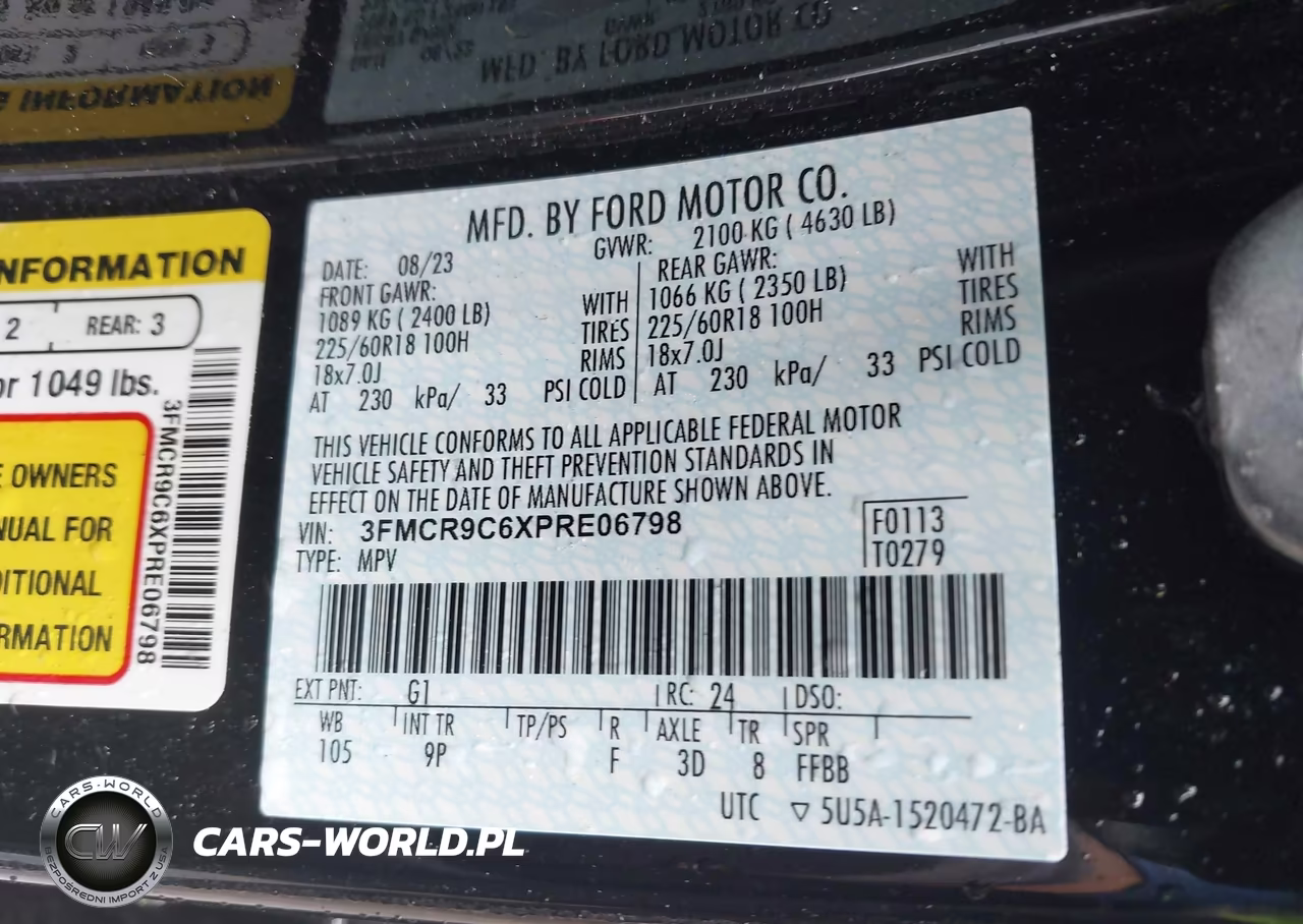 2023 Ford Bronco Sport Outer Banks VIN:3FMCR9C6XPRE06798 - 9