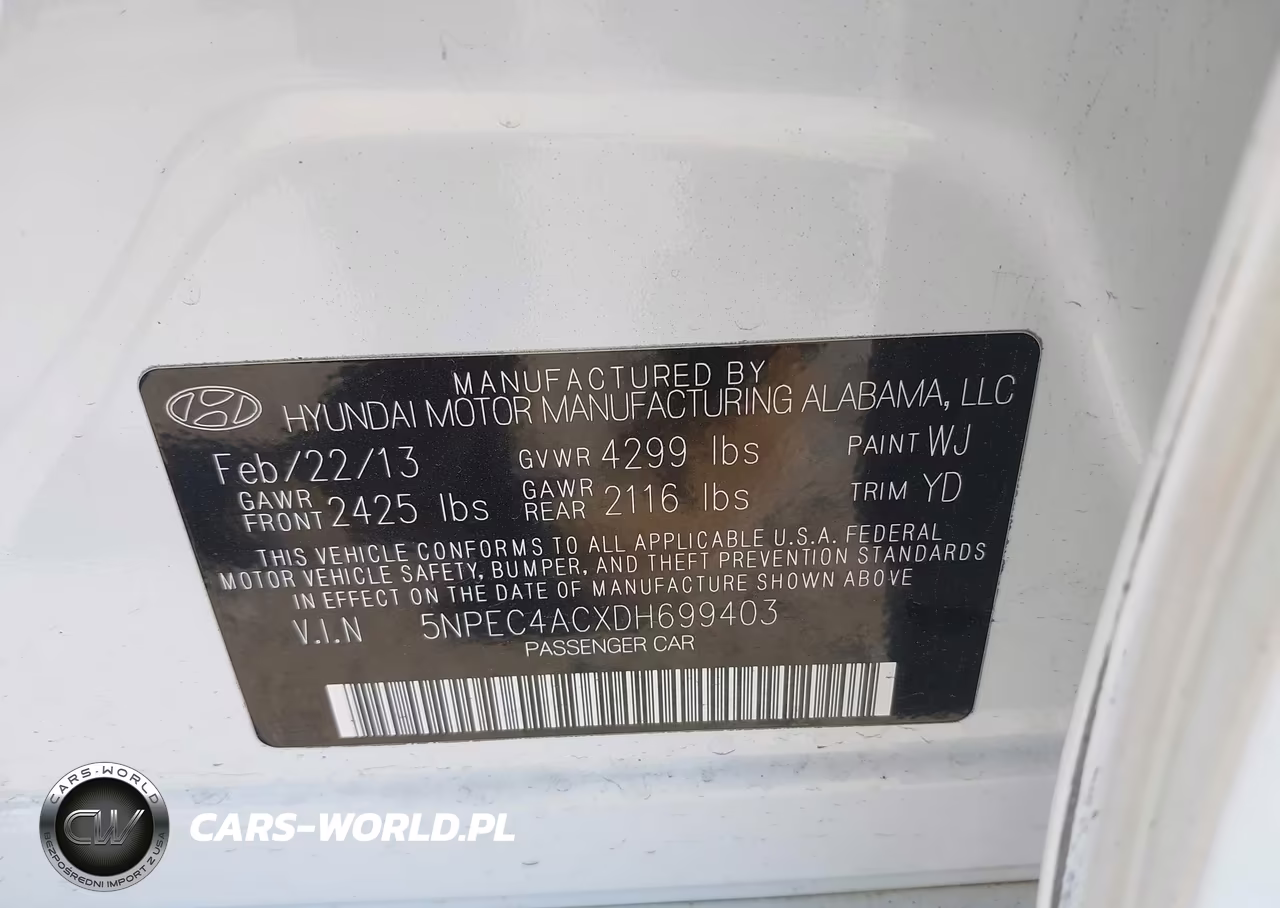 2013 Hyundai Sonata Limited VIN:5NPEC4ACXDH699403 - 9