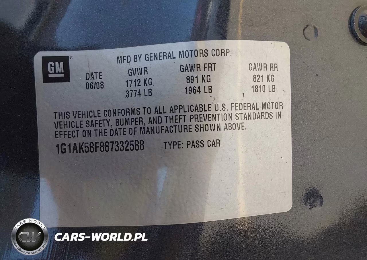 2008 Chevrolet Cobalt Ls VIN:1G1AK58F887332588 - 9