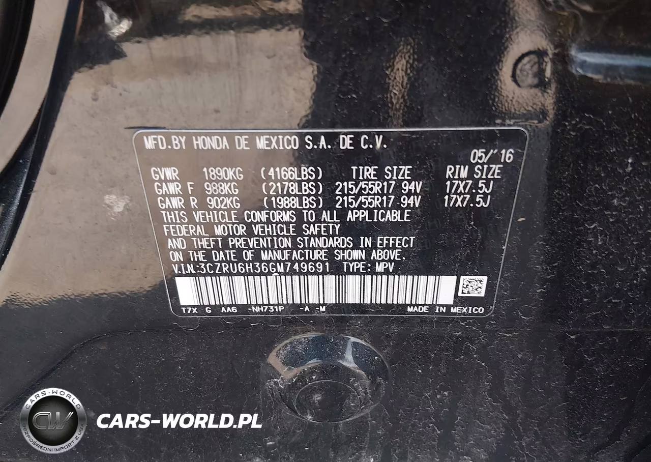 2016 Honda Hr-V Lx VIN:3CZRU6H36GM749691 - 9