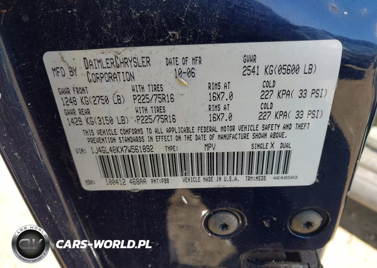 2007 Jeep Liberty Sport VIN:1J4GL48KX7W561892 - 9