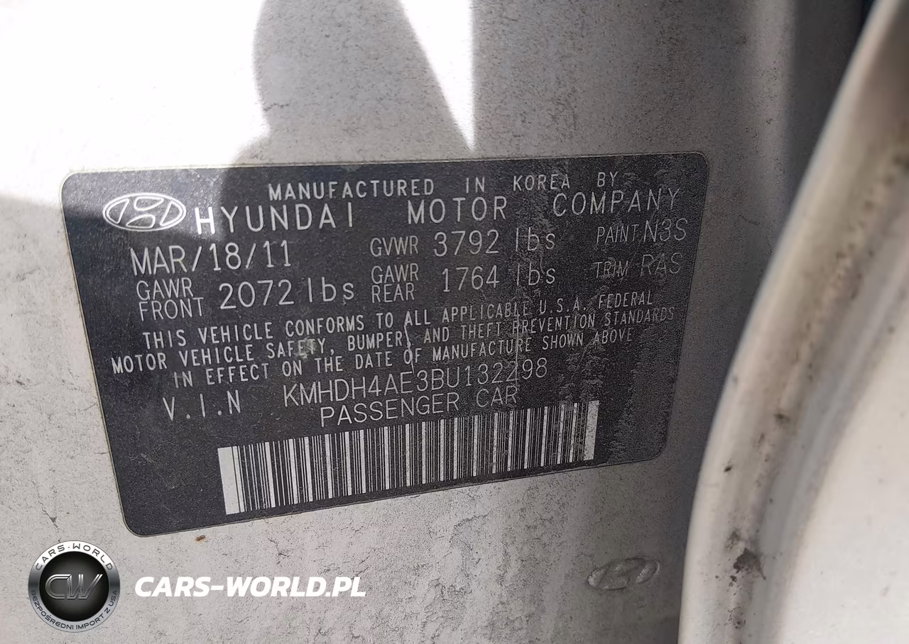 2011 Hyundai Elantra Gls (Ulsan Plant) VIN:KMHDH4AE3BU132298 - 9
