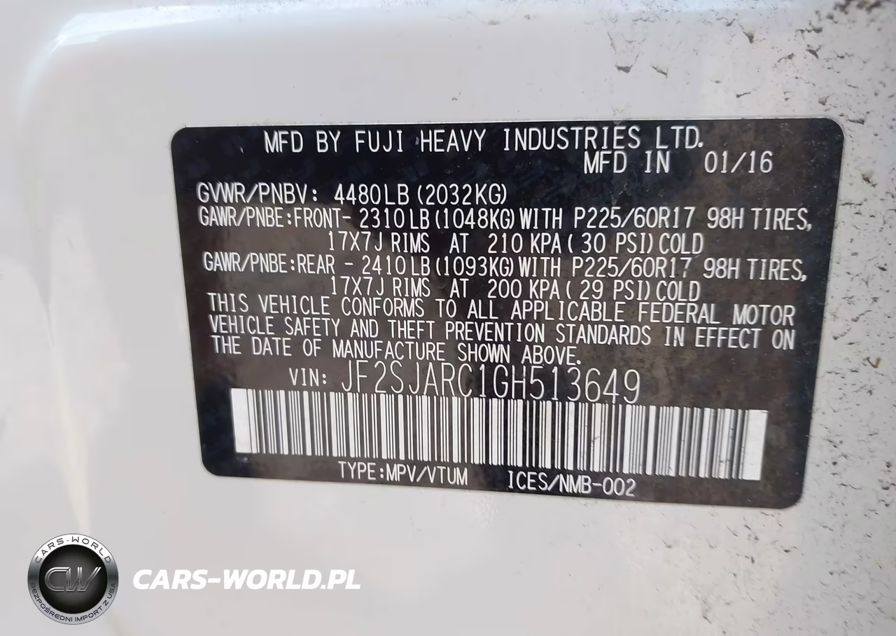 2016 Subaru Forester 2.5I Limited VIN:JF2SJARC1GH513649 - 9