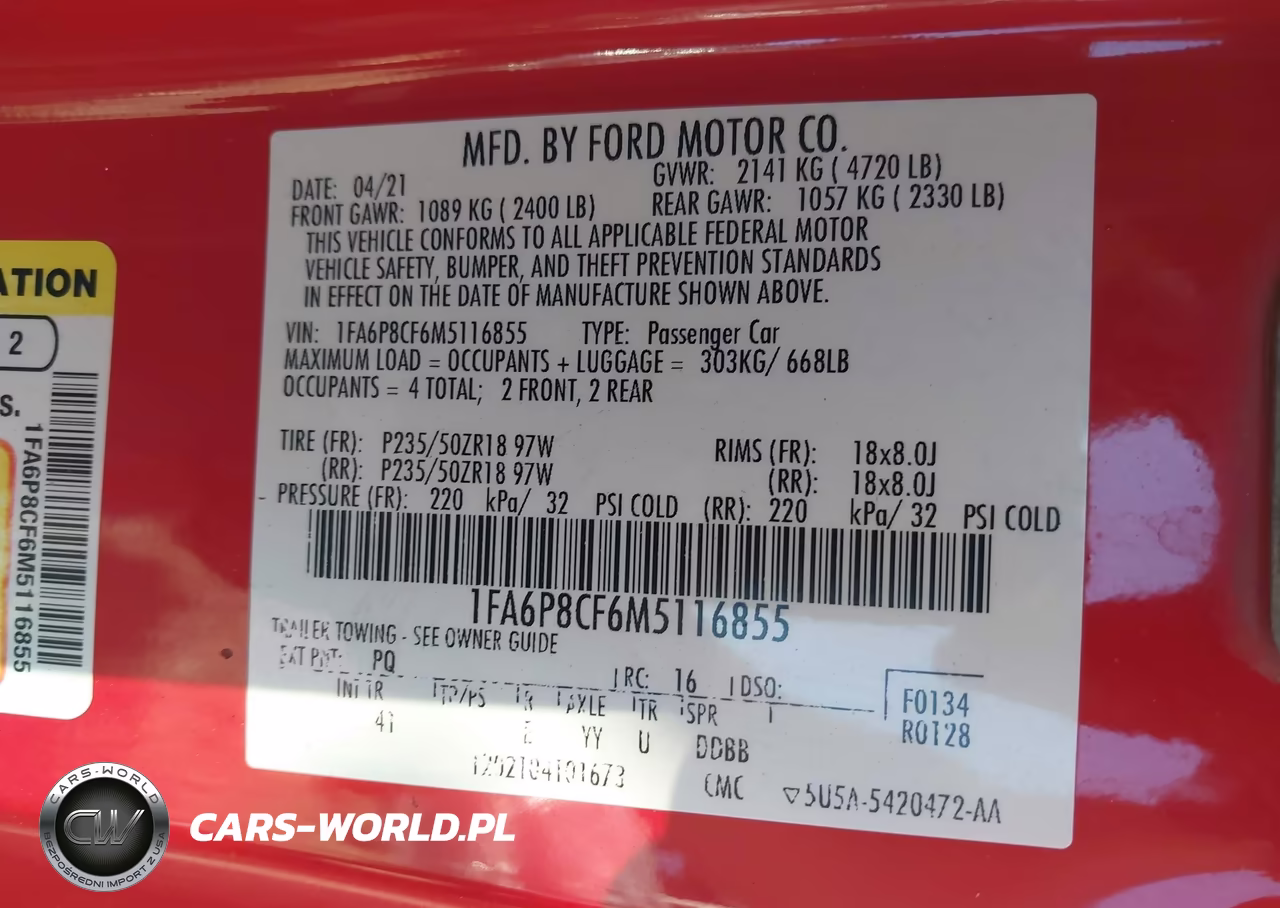 2021 Ford Mustang Gt Premium Fastback VIN:1FA6P8CF6M5116855 - 9