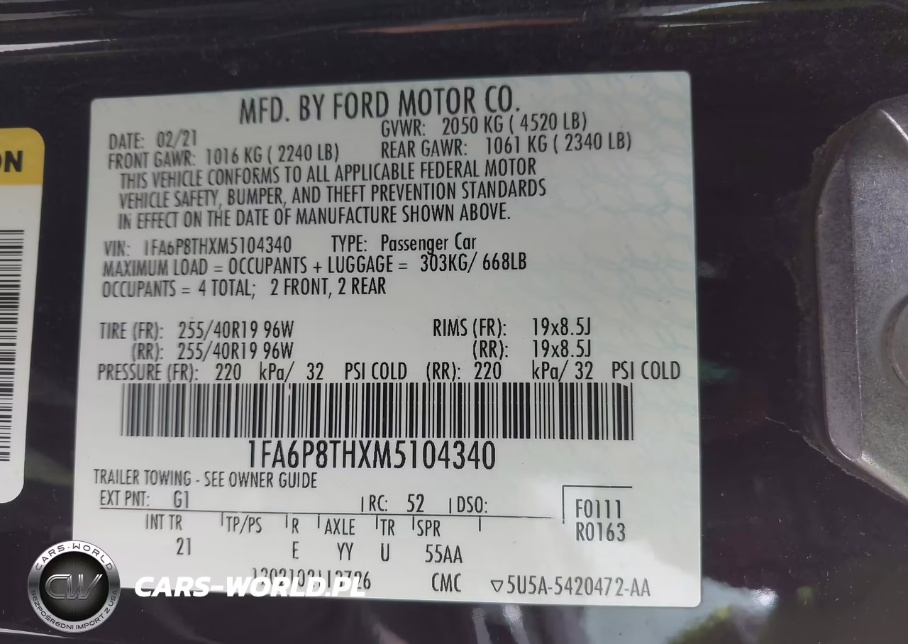 2021 Ford Mustang Ecoboost Fastback VIN:1FA6P8THXM5104340 - 9