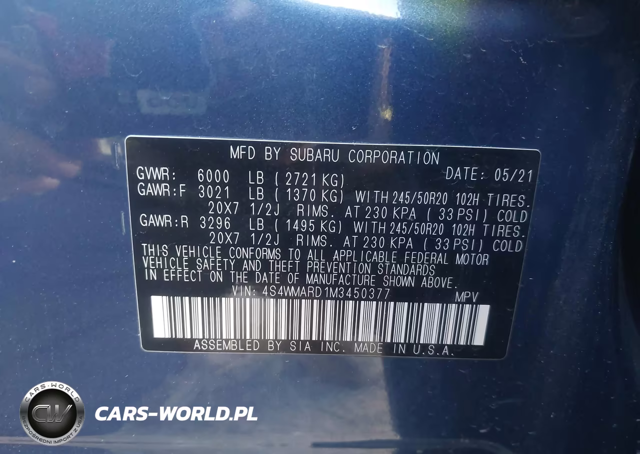 2021 Subaru Ascent Touring VIN:4S4WMARD1M3450377 - 9