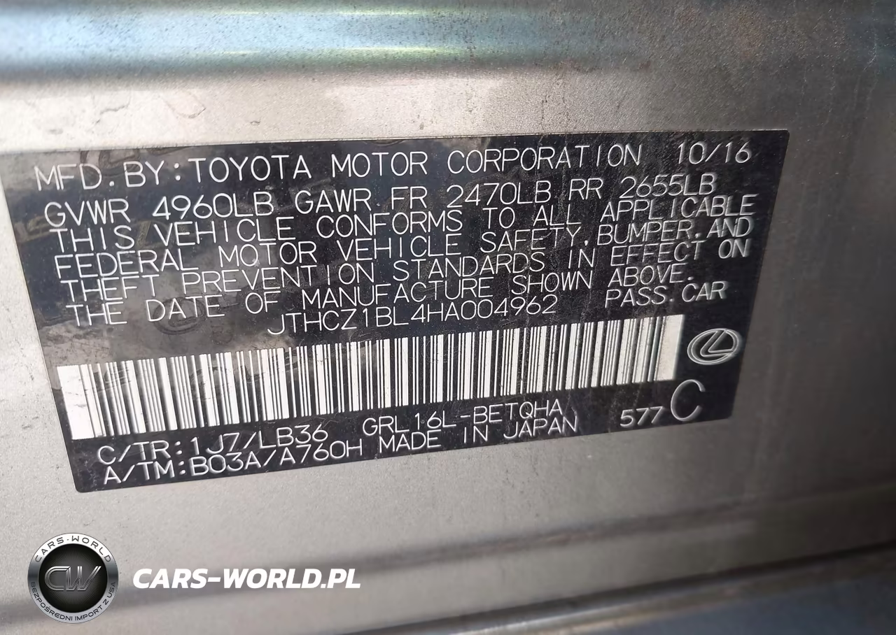 2017 Lexus Gs 350 F Sport VIN:JTHCZ1BL4HA004962 - 9