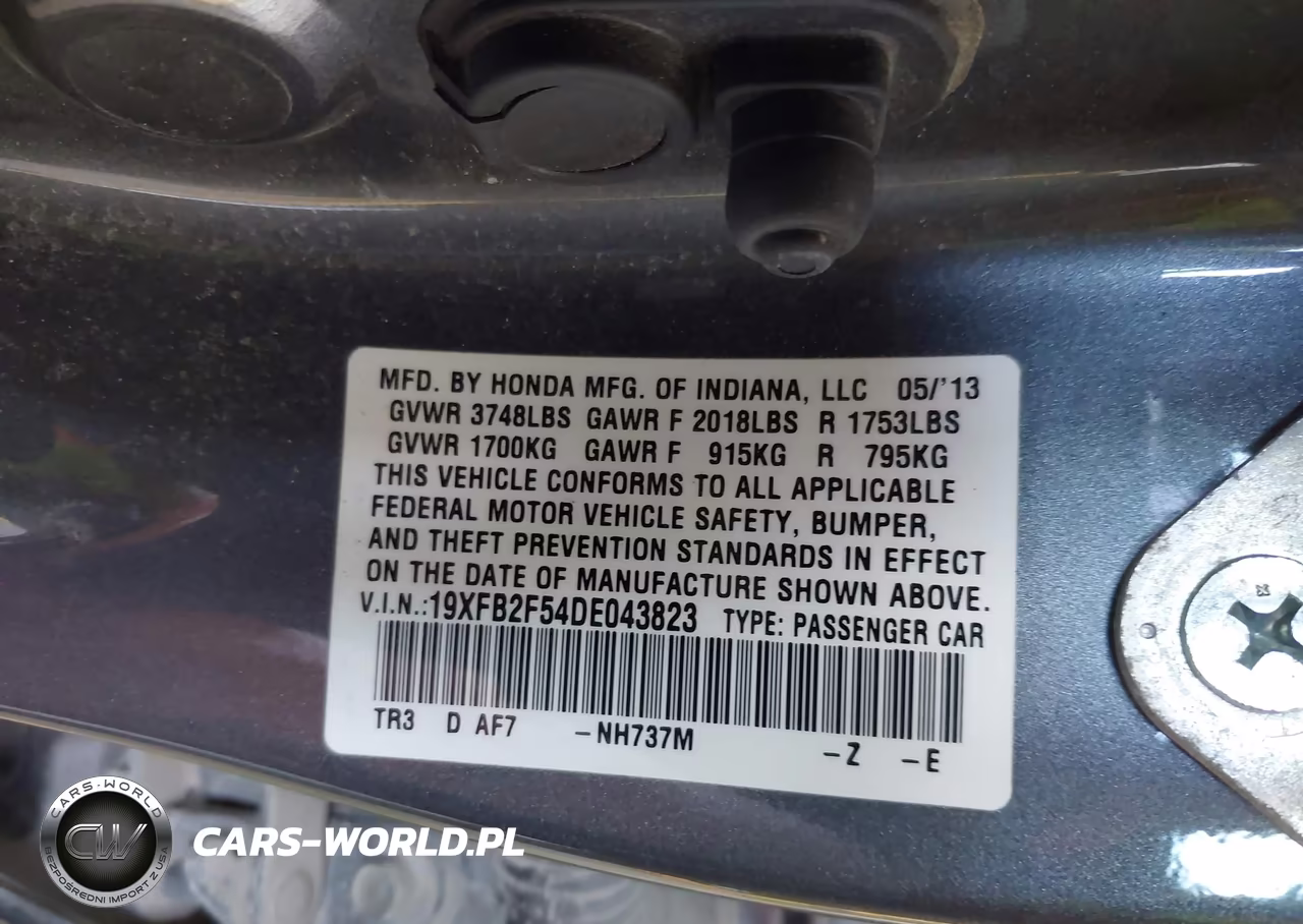 2013 Honda Civic Lx VIN:19XFB2F54DE043823 - 9
