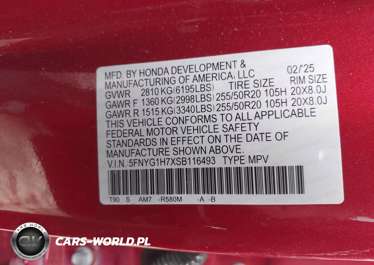 2025 Honda Pilot Touring VIN:5FNYG1H7XSB116493 - 9