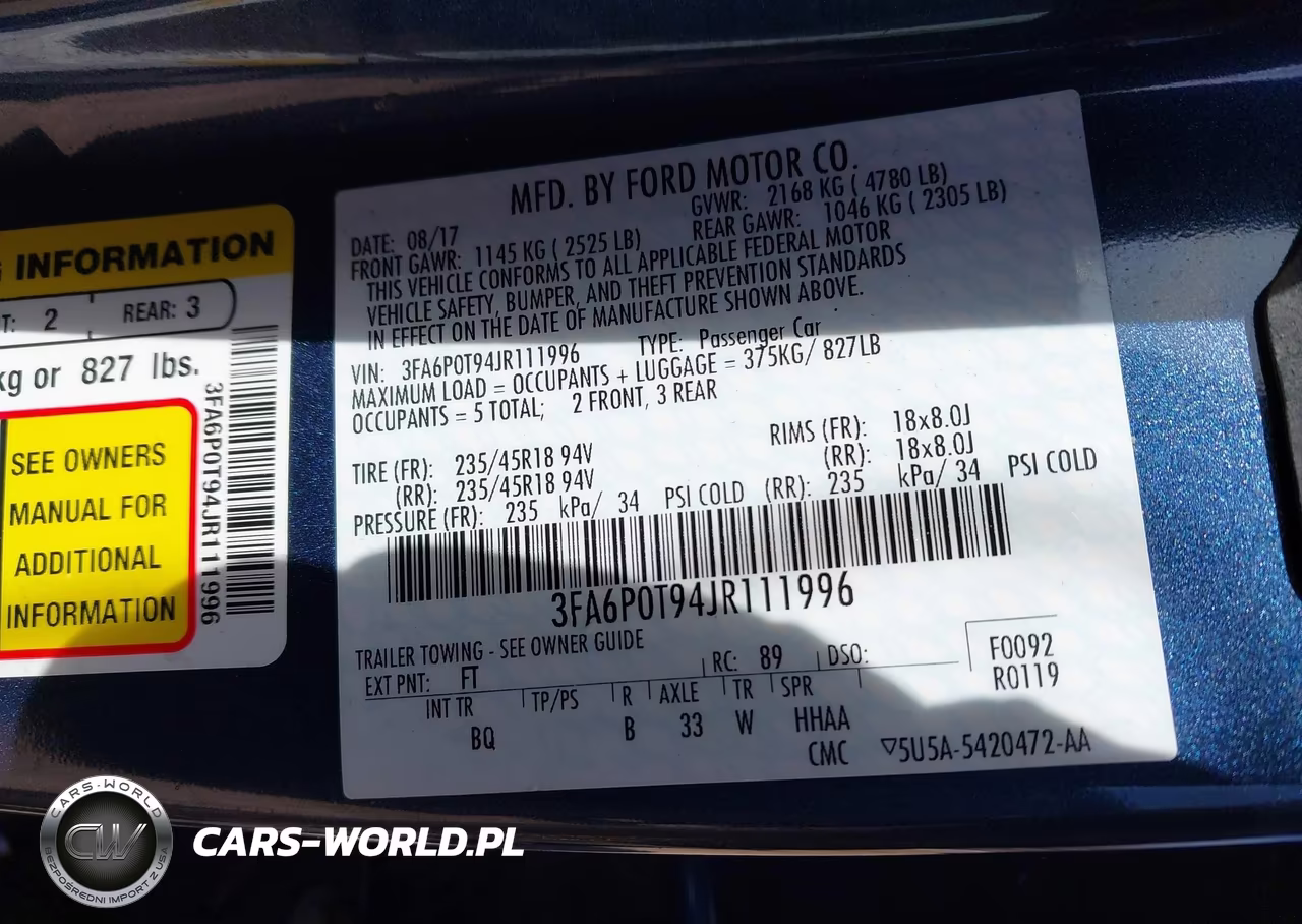 2018 Ford Fusion Se VIN:3FA6P0T94JR111996 - 9