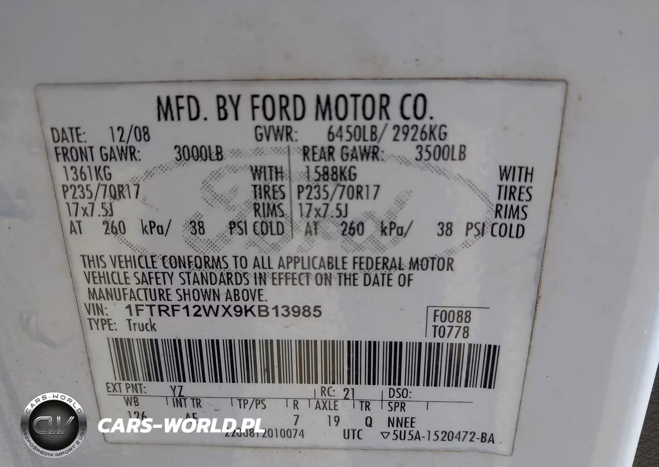 2009 Ford F-150 Stx-Xl-Xlt VIN:1FTRF12WX9KB13985 - 9