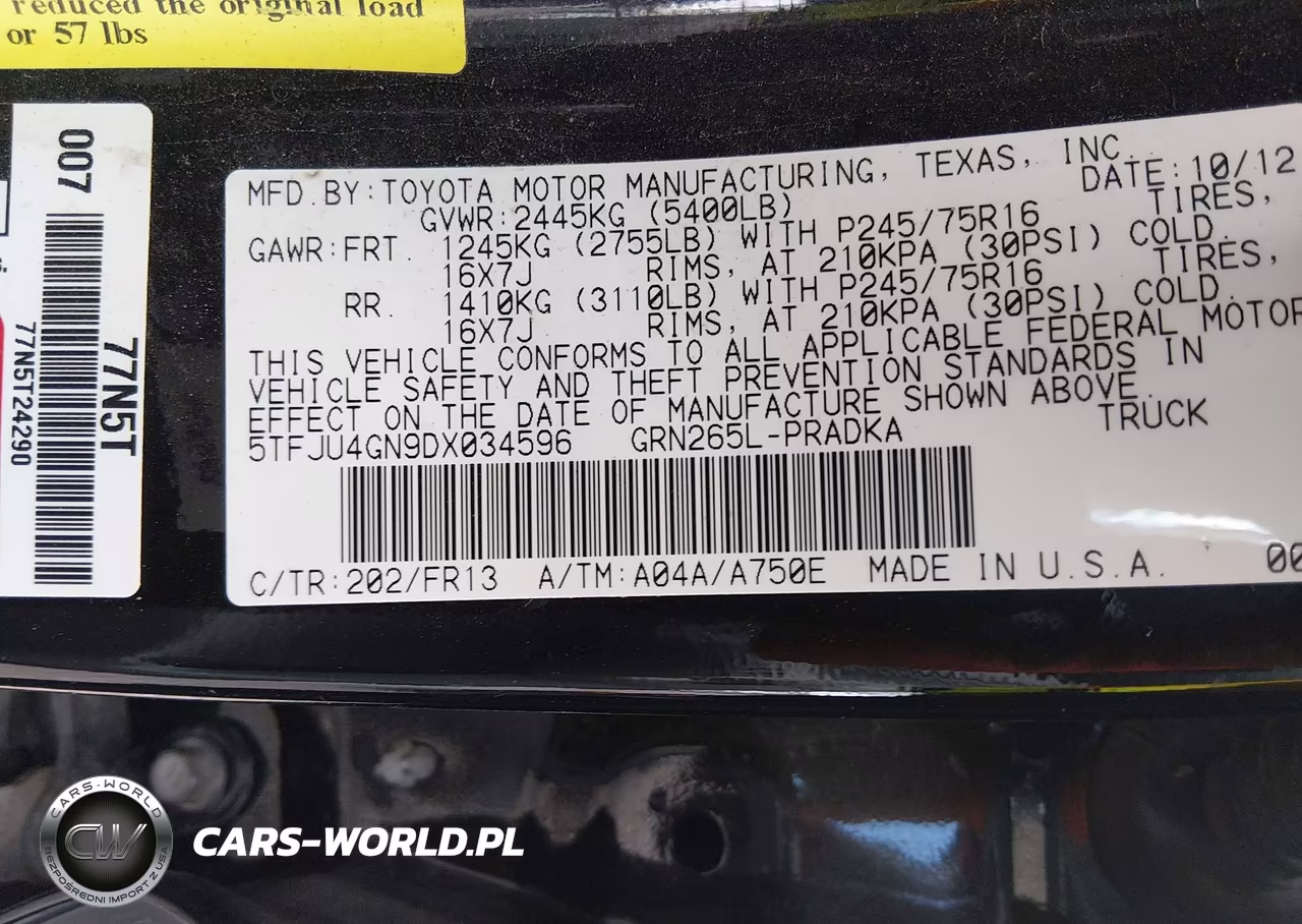 2013 Toyota Tacoma Prerunner V6 VIN:5TFJU4GN9DX034596 - 9