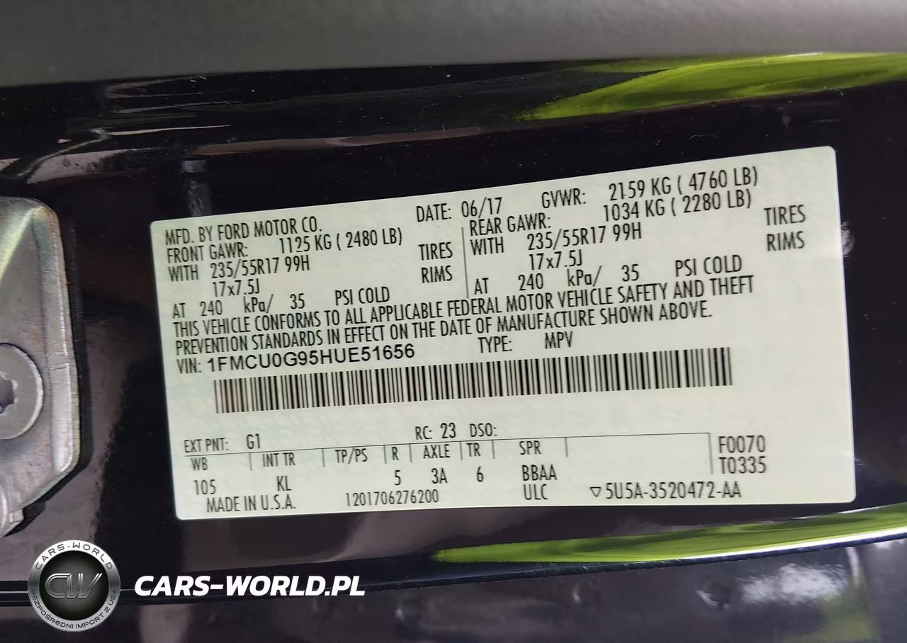 2017 Ford Escape Se VIN:1FMCU0G95HUE51656 - 9