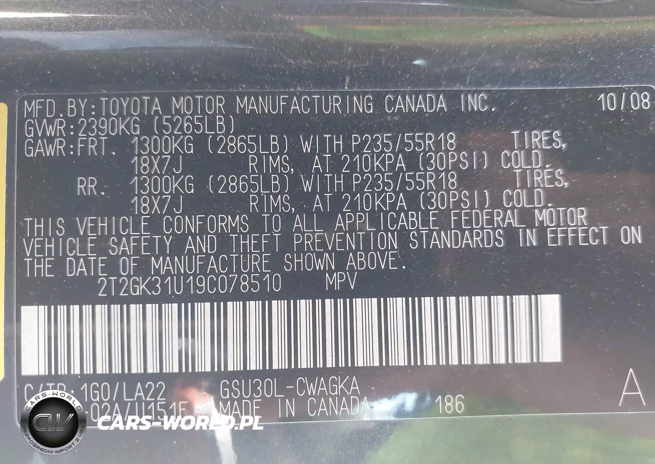 2009 Lexus Rx 350 VIN:2T2GK31U19C078510 - 9