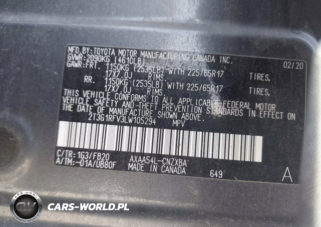 2020 Toyota Rav4 Le VIN:2T3G1RFV3LW105294 - 9