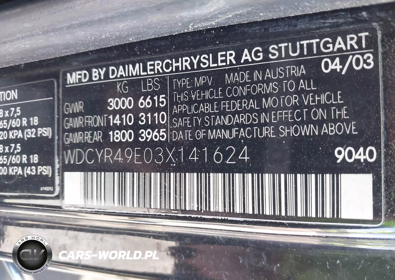2003 Mercedes-Benz G 500 VIN:WDCYR49E03X141624 - 9