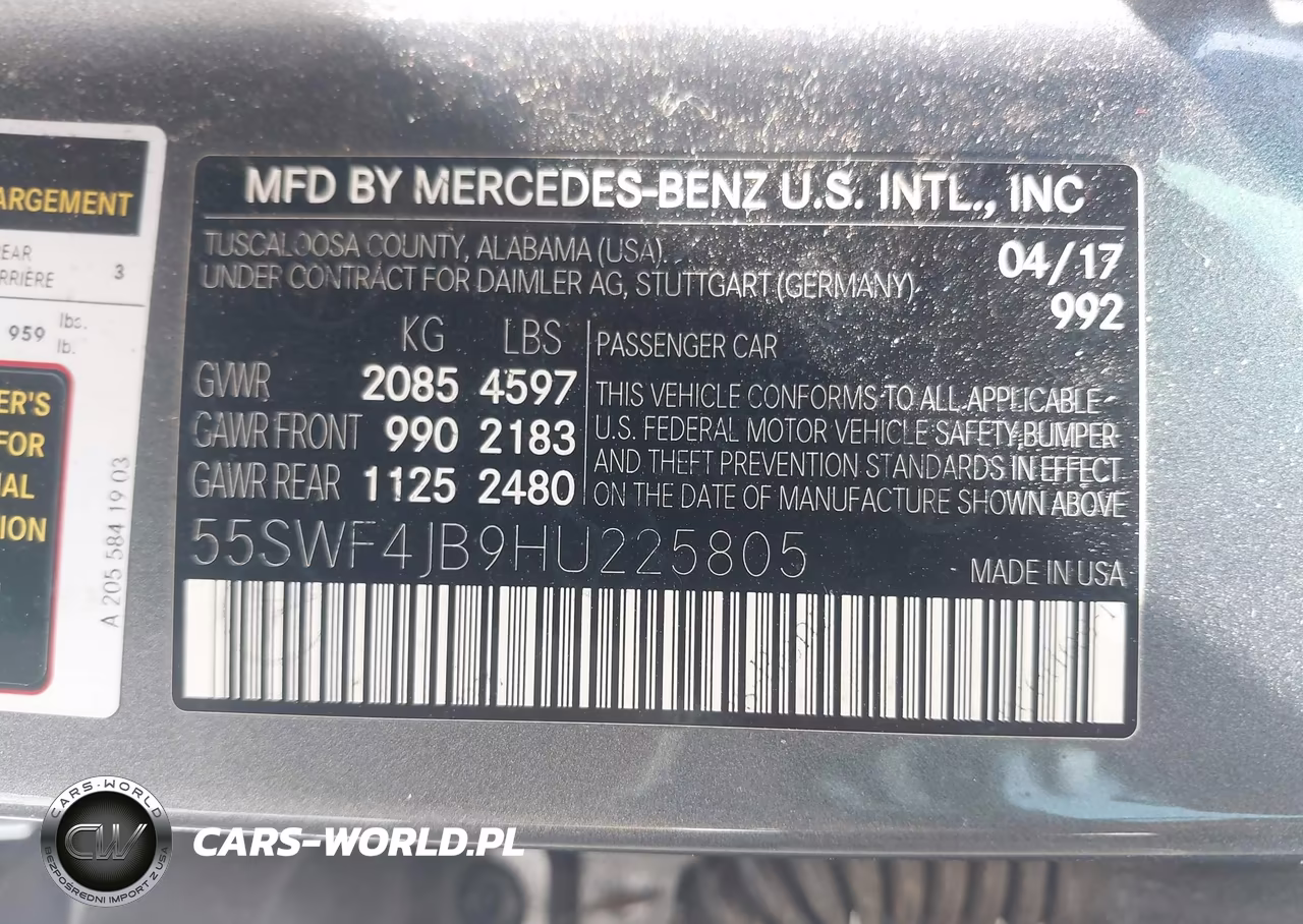2017 Mercedes-Benz C 300 VIN:55SWF4JB9HU225805 - 9