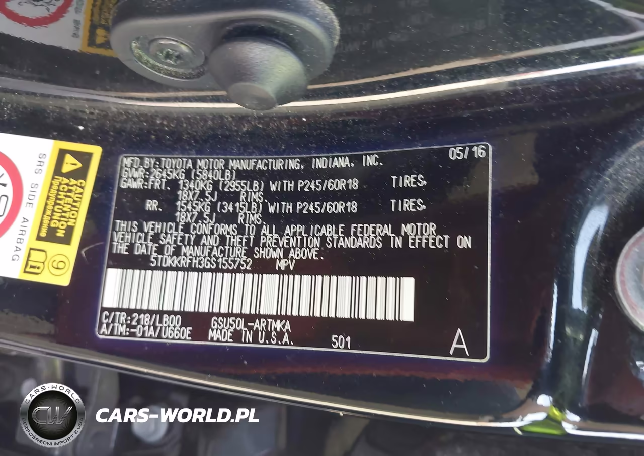2016 Toyota Highlander Xle V6 VIN:5TDKKRFH3GS155752 - 9