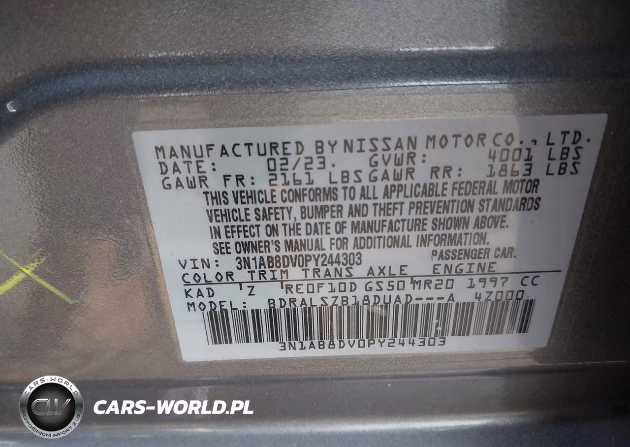 2023 Nissan Sentra Sr Xtronic Cvt VIN:3N1AB8DV0PY244303 - 9