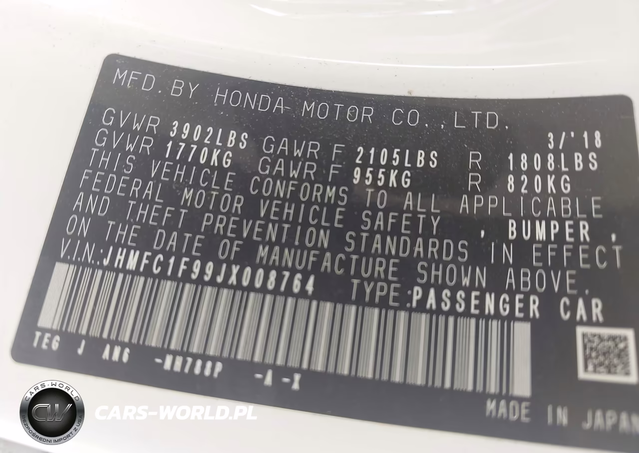 2018 Honda Civic Touring VIN:JHMFC1F99JX008764 - 9
