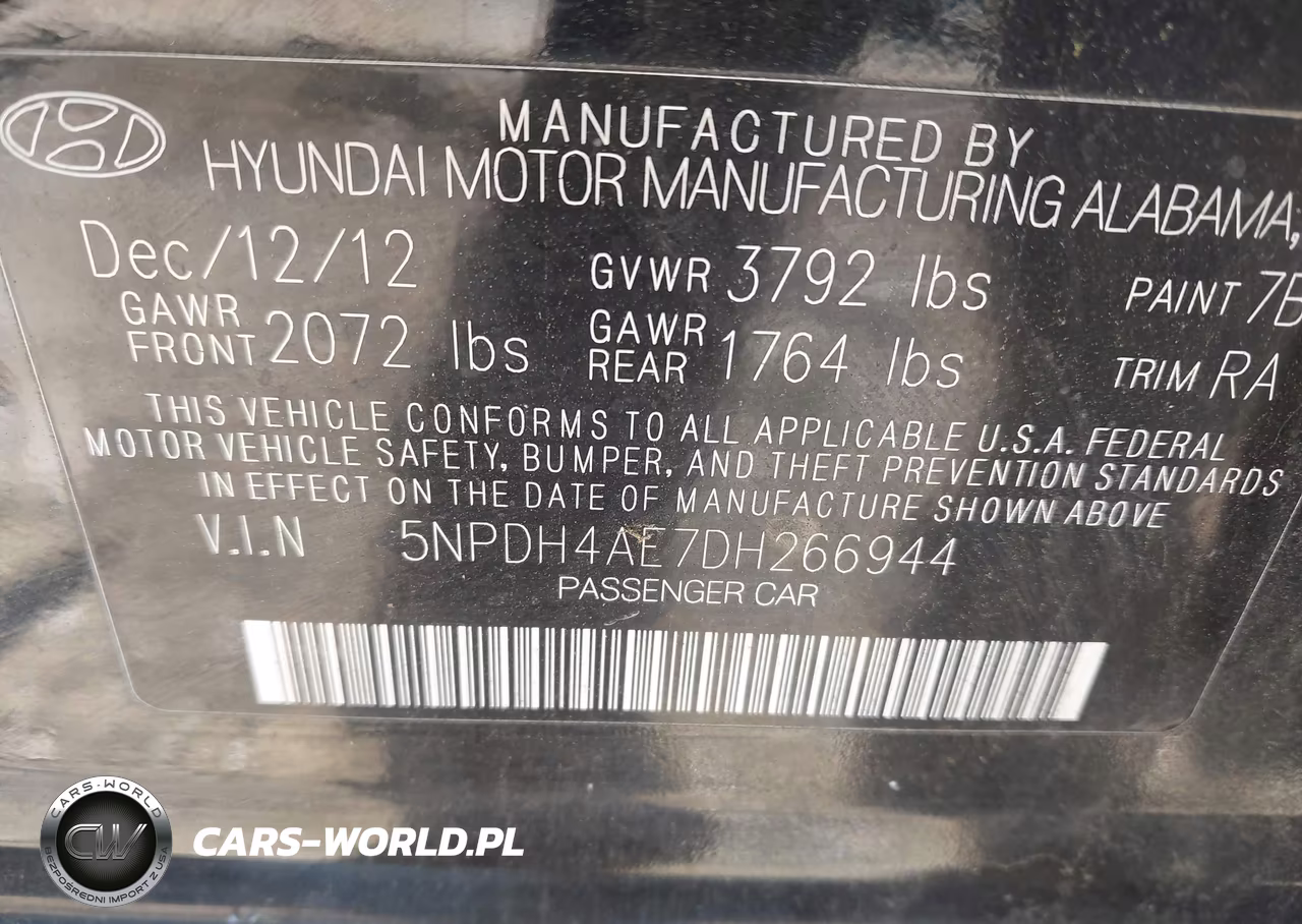 2013 Hyundai Elantra Gls VIN:5NPDH4AE7DH266944 - 9