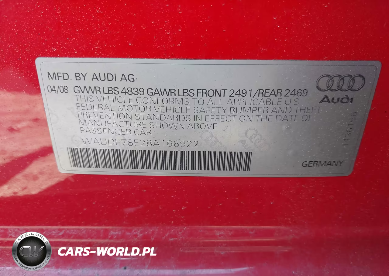 2008 Audi A4 2.0T-2.0T Special Edition VIN:WAUDF78E28A166922 - 9