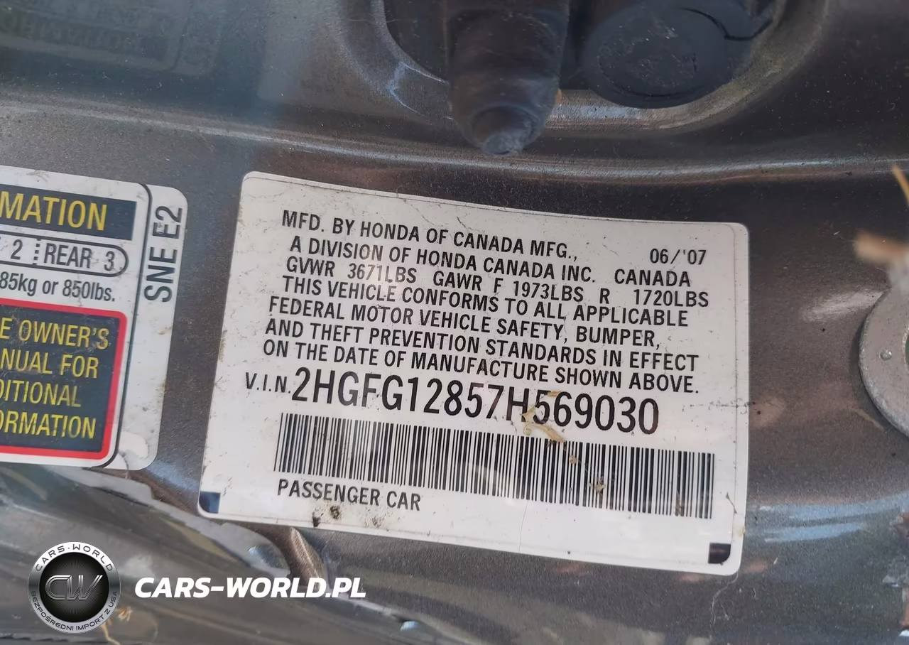 2007 Honda Civic Ex VIN:2HGFG12857H569030 - 9