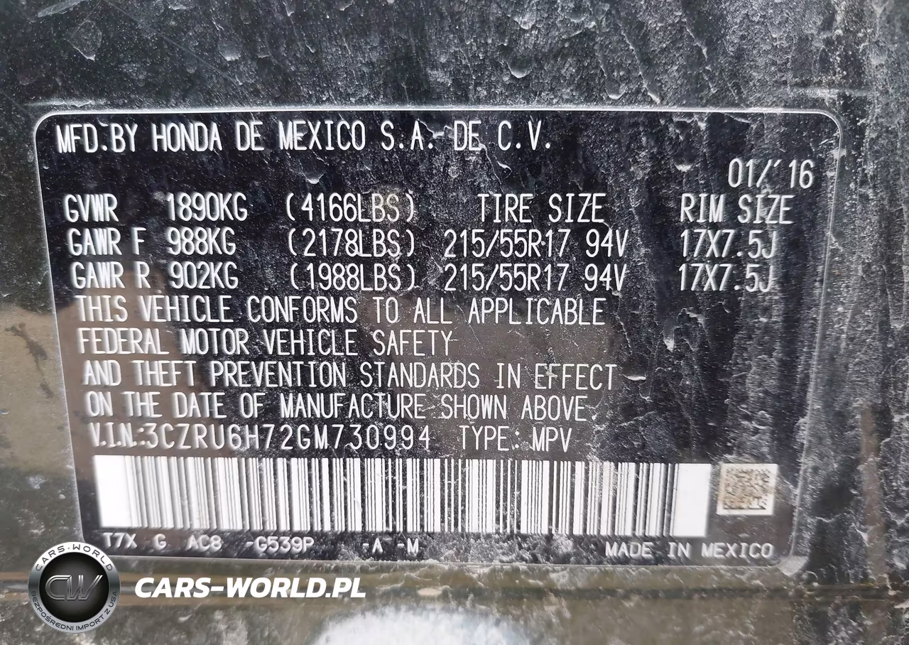 2016 Honda Hr-V Ex-L VIN:3CZRU6H72GM730994 - 9