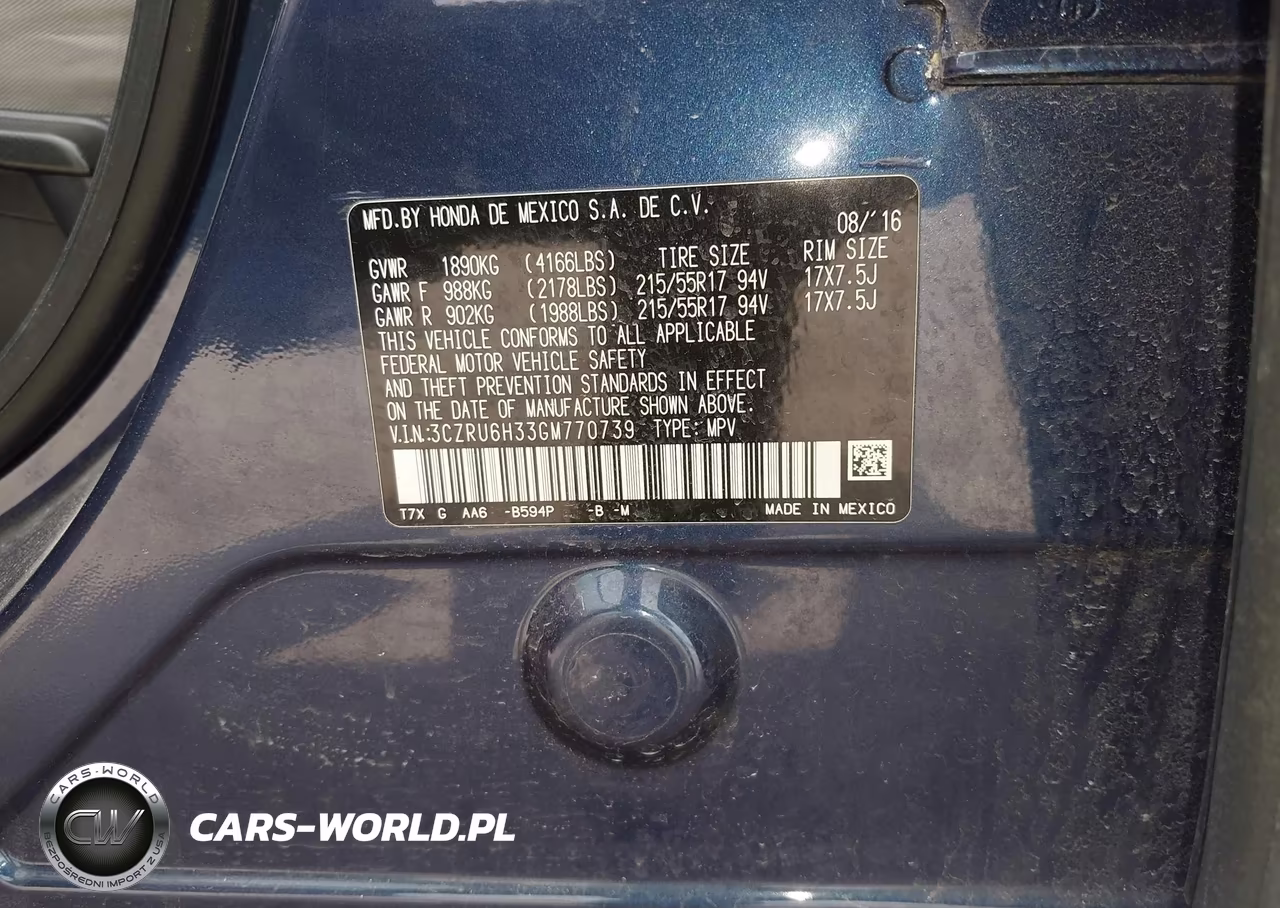 2016 Honda Hr-V Lx VIN:3CZRU6H33GM770739 - 9