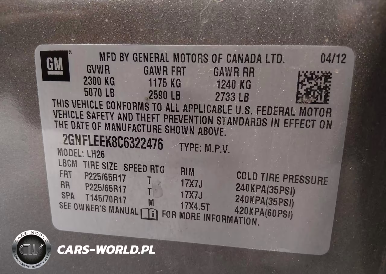 2012 Chevrolet Equinox 1Lt VIN:2GNFLEEK8C6322476 - 9