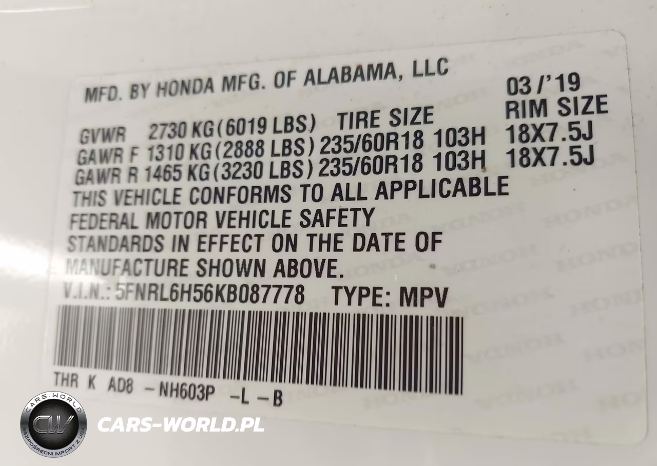 2019 Honda Odyssey Ex VIN:5FNRL6H56KB087778 - 9