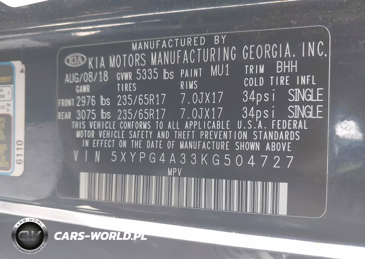 2019 Kia Sorento 2.4L Lx VIN:5XYPG4A33KG504727 - 9