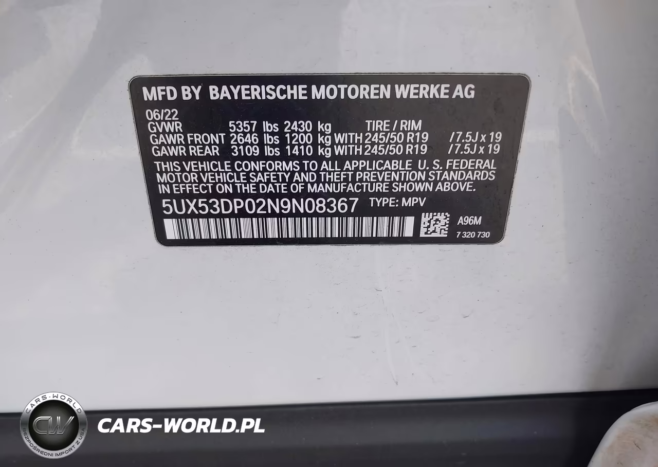 2022 BMW X3 xDrive30I VIN:5UX53DP02N9N08367 - 9