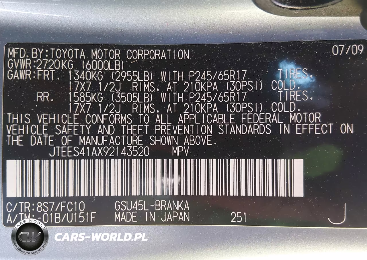 2009 Toyota Highlander VIN:JTEES41AX92143520 - 9