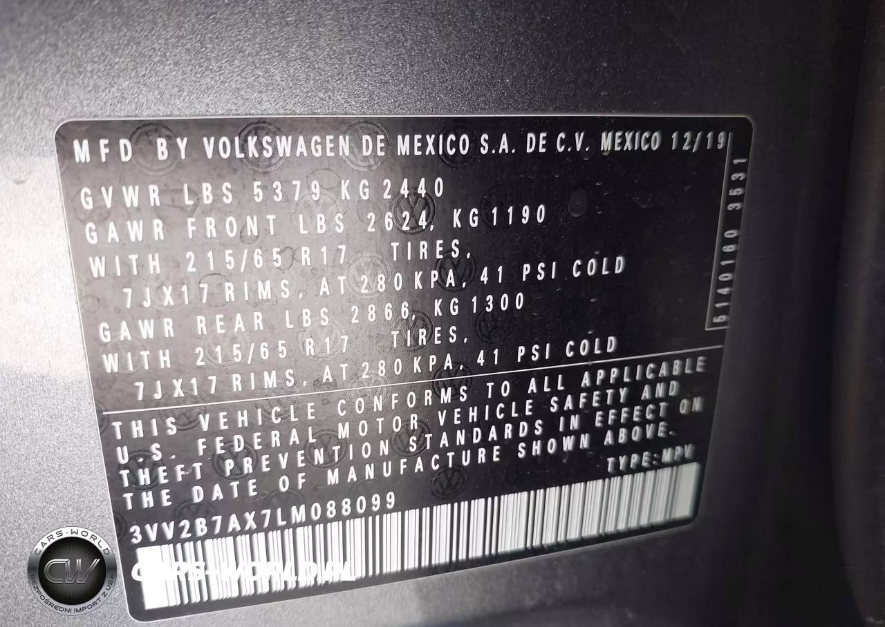 2020 Volkswagen Tiguan 2.0T Se-2.0T Se R-Line Black-2.0T Sel VIN:3VV2B7AX7LM088099 - 9