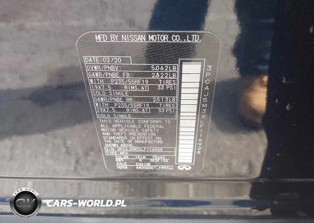 2020 Infiniti Qx50 Luxe Awd VIN:3PCAJ5M3XLF116928 - 9