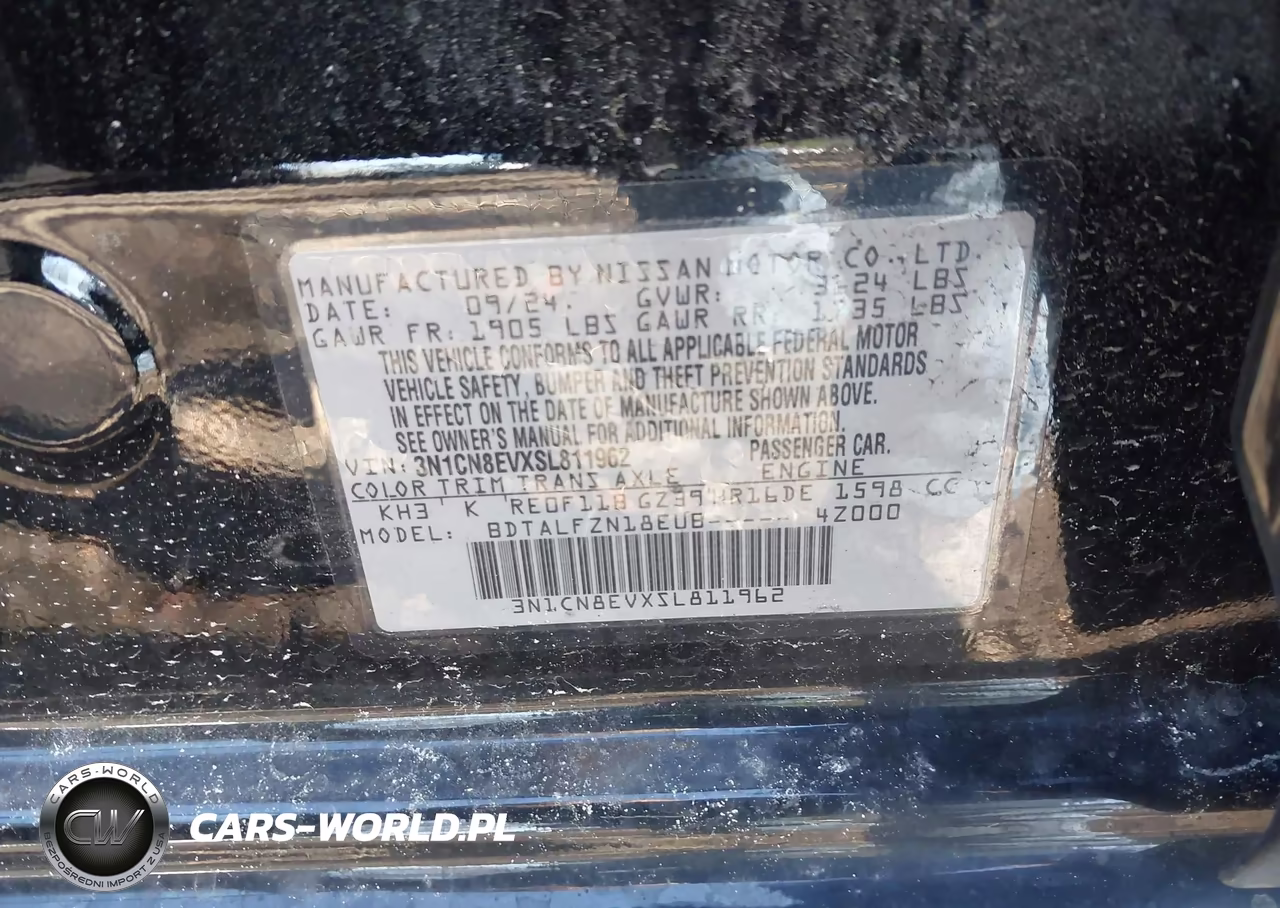 2025 Nissan Versa 1.6 Sv VIN:3N1CN8EVXSL811962 - 9