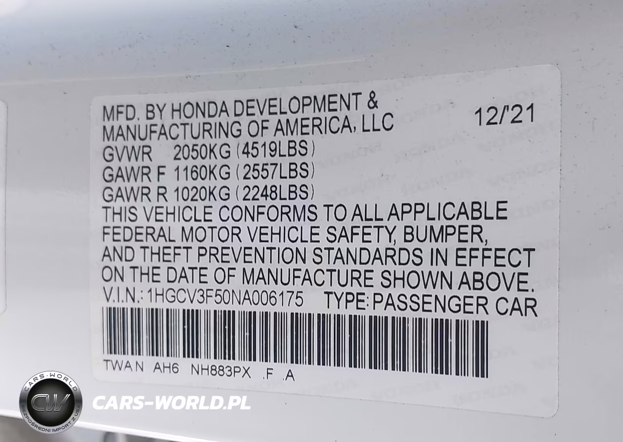 2022 Honda Accord Hybrid Ex-L VIN:1HGCV3F50NA006175 - 9