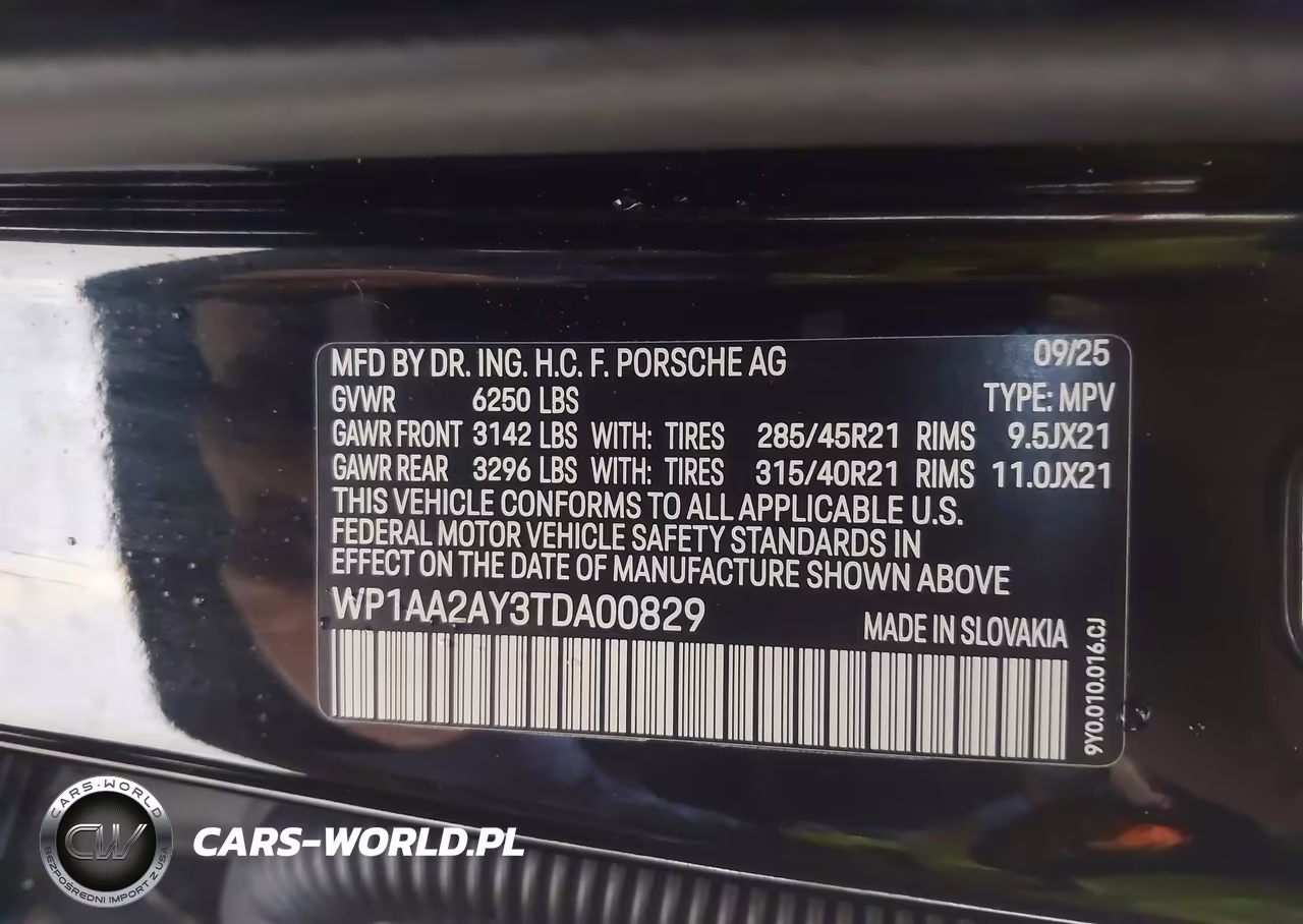 2026 Porsche Cayenne VIN:WP1AA2AY3TDA00829 - 9