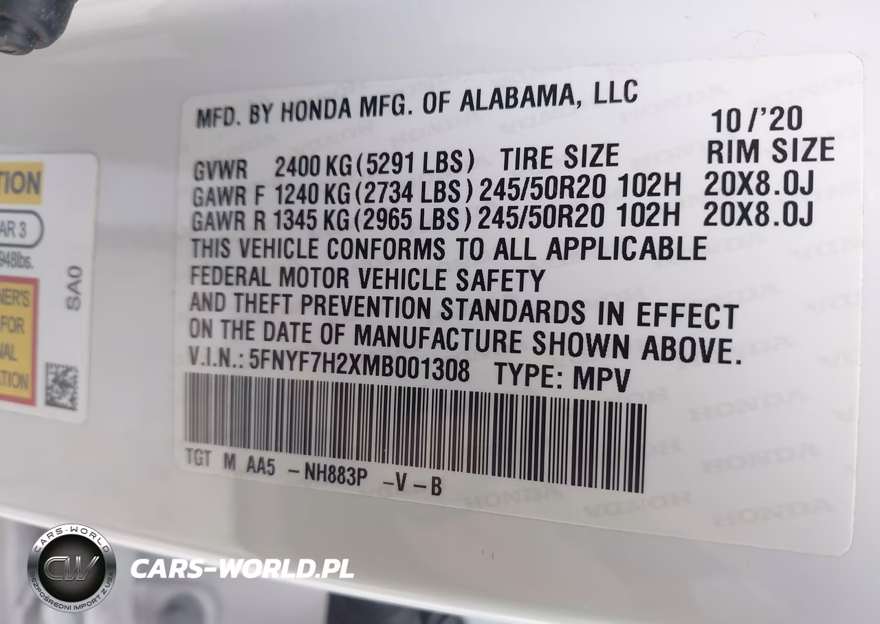 2021 Honda Passport 2Wd Sport VIN:5FNYF7H2XMB001308 - 9