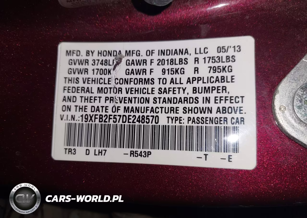 2013 Honda Civic Lx VIN:19XFB2F57DE248570 - 9