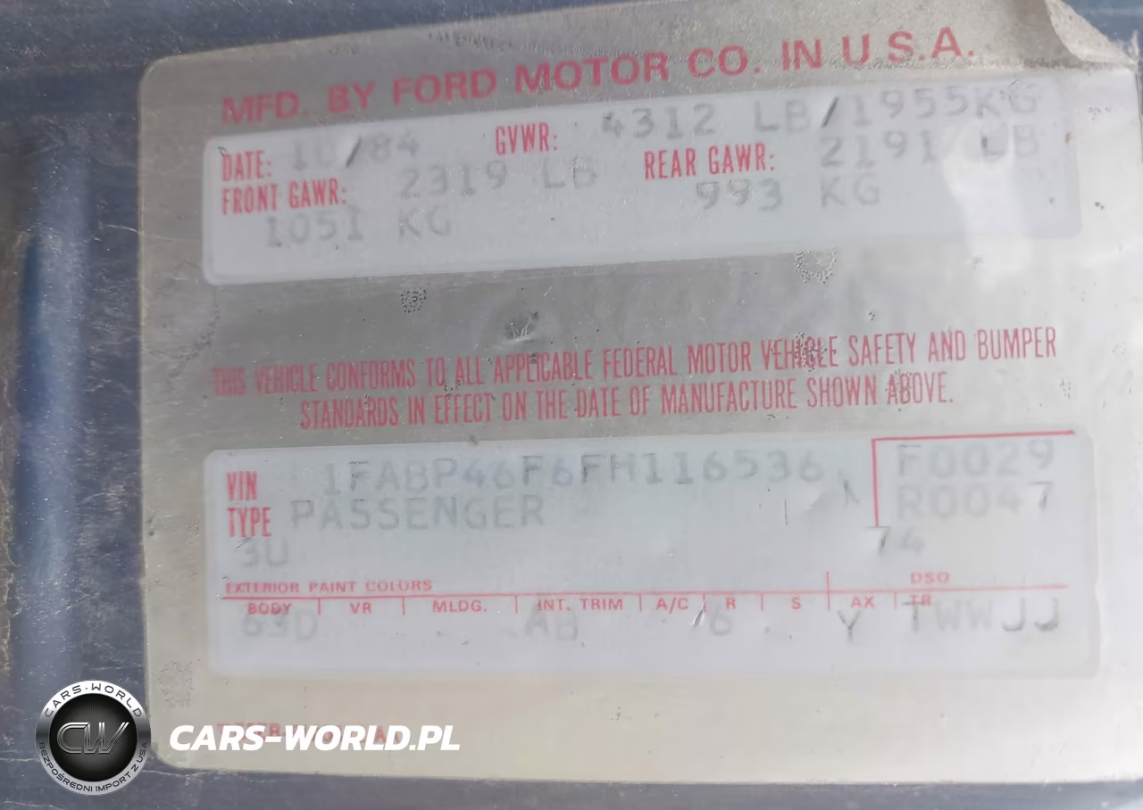 1985 Ford Thunderbird VIN:1FABP46F6FH116536 - 9