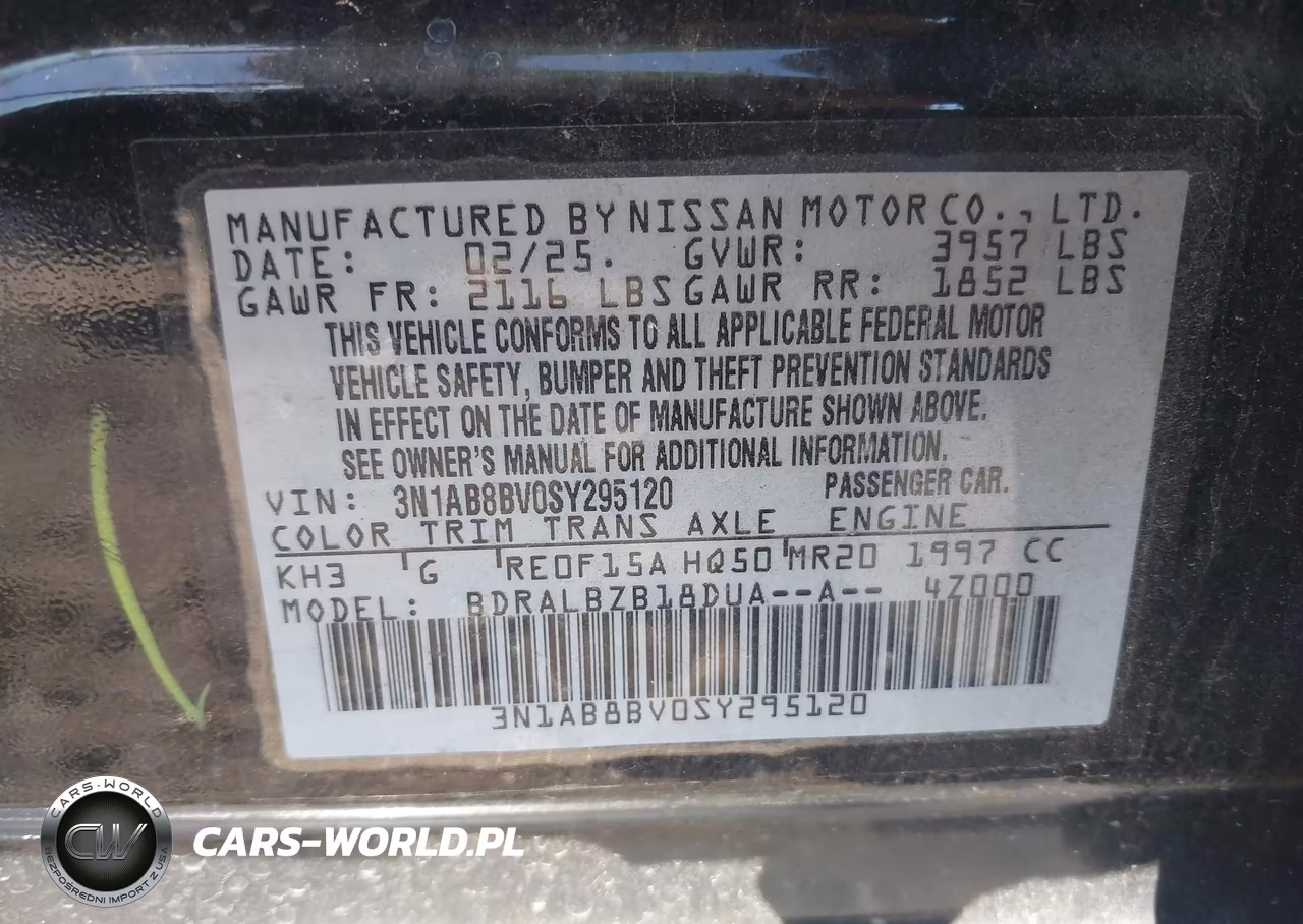 2025 Nissan Sentra S VIN:3N1AB8BV0SY295120 - 9