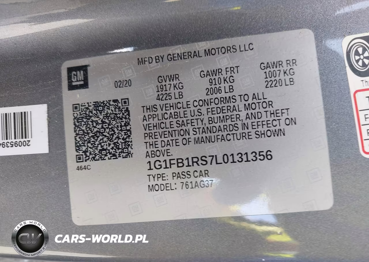 2020 Chevrolet Camaro Rwd 1Lt VIN:1G1FB1RS7L0131356 - 9