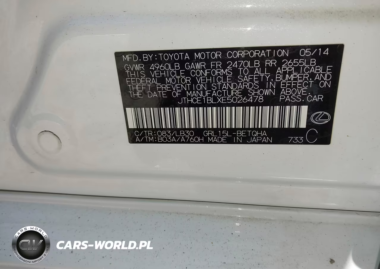 2014 Lexus Gs 350 VIN:JTHCE1BLXE5026478 - 9