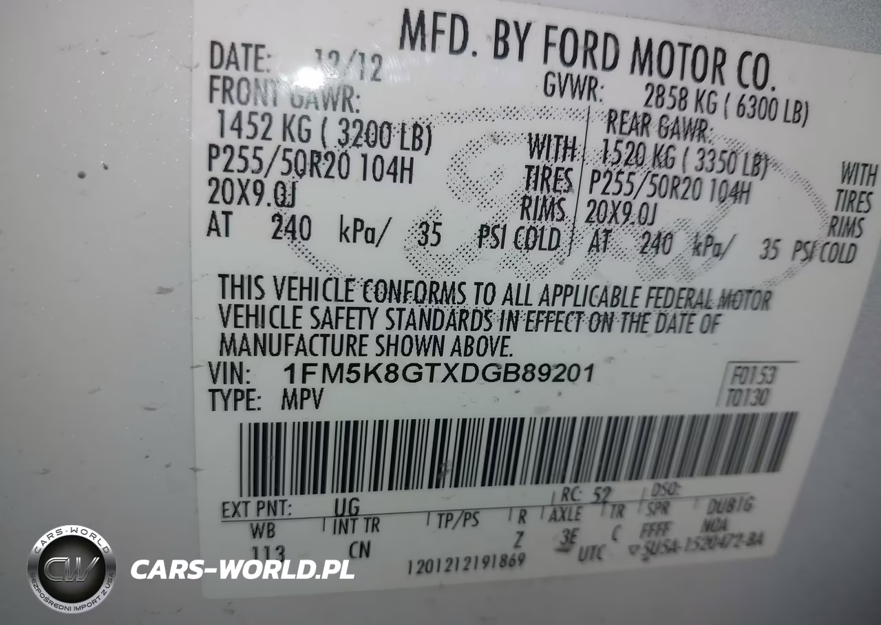2013 Ford Explorer Sport VIN:1FM5K8GTXDGB89201 - 9